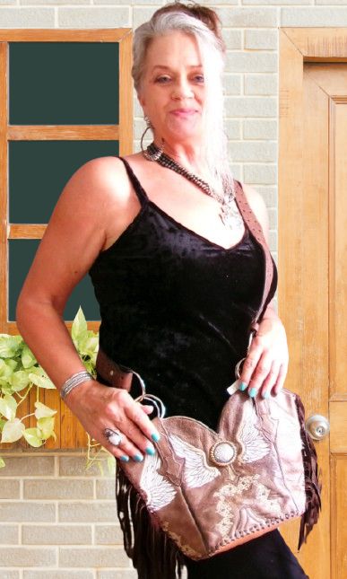 Double Cowboy Boot Purse with Fringe DB352